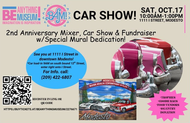 Be Anything Museum 2nd Anniversary Car Show, Mixer & Fundraiser event flyer