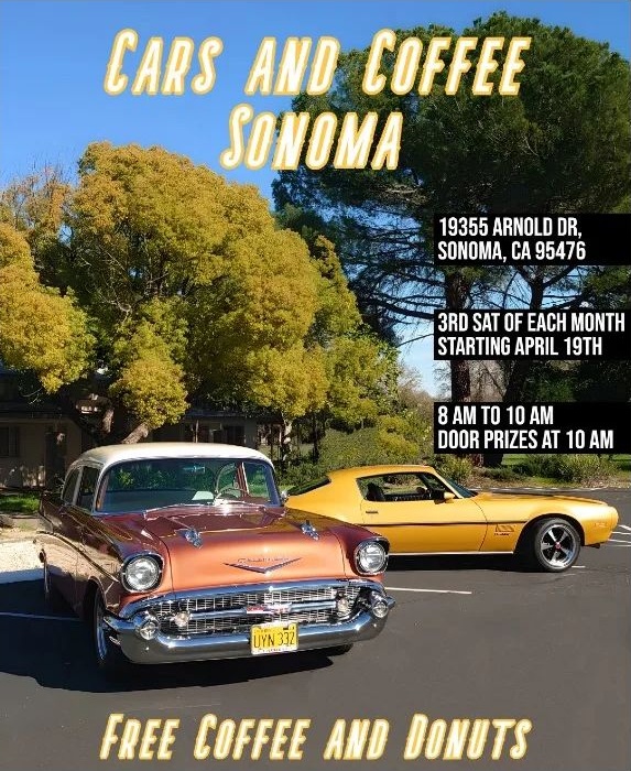 Sonoma Cars & Coffee — Arnold Drive event flyer