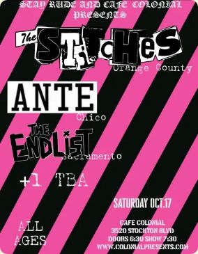 The Stitches, The Endlist & Direct Generation event flyer
