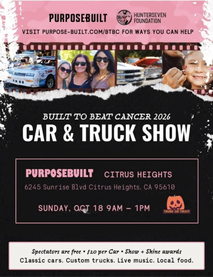 Built to Beat Cancer Car Show event flyer