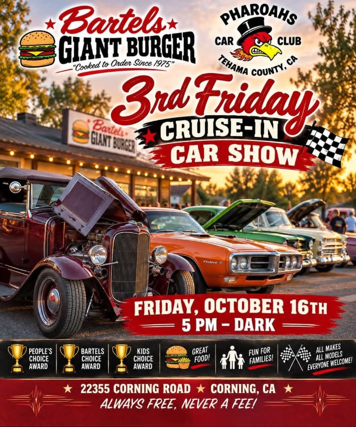 Bartels Giant Burger / Pharoahs 3rd Friday Cruise-In event flyer