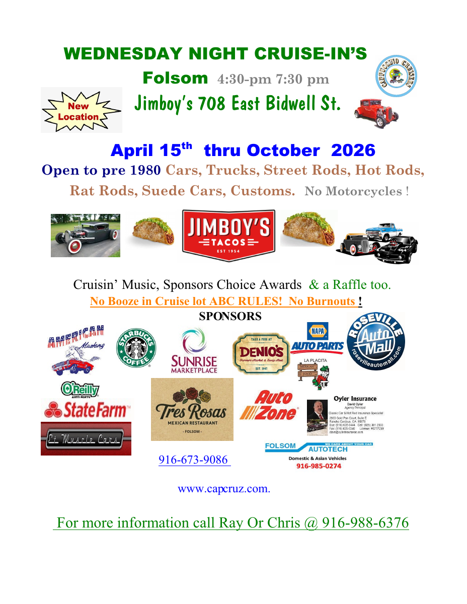 Cappuccino Cruisers Wednesday Night Cruise-In event flyer