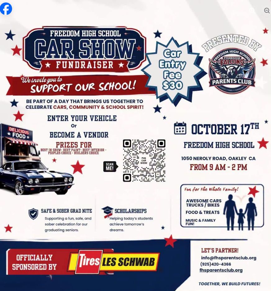 Freedom High School Falcon Car Show Fundraiser event flyer