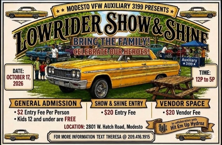 VFW Auxiliary 3199 Lowrider Show & Shine event flyer