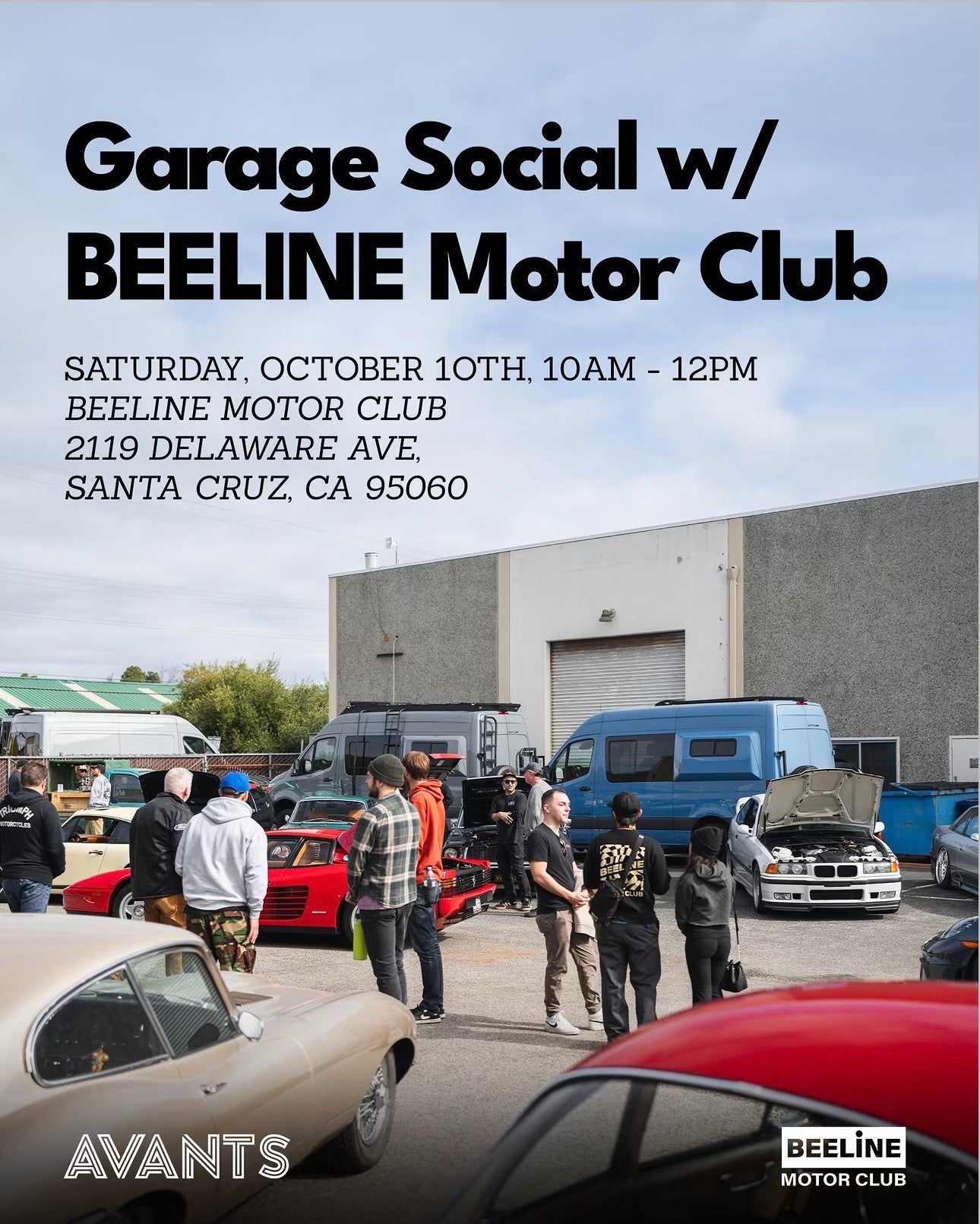 Garage Social with Beeline Motor Club event flyer