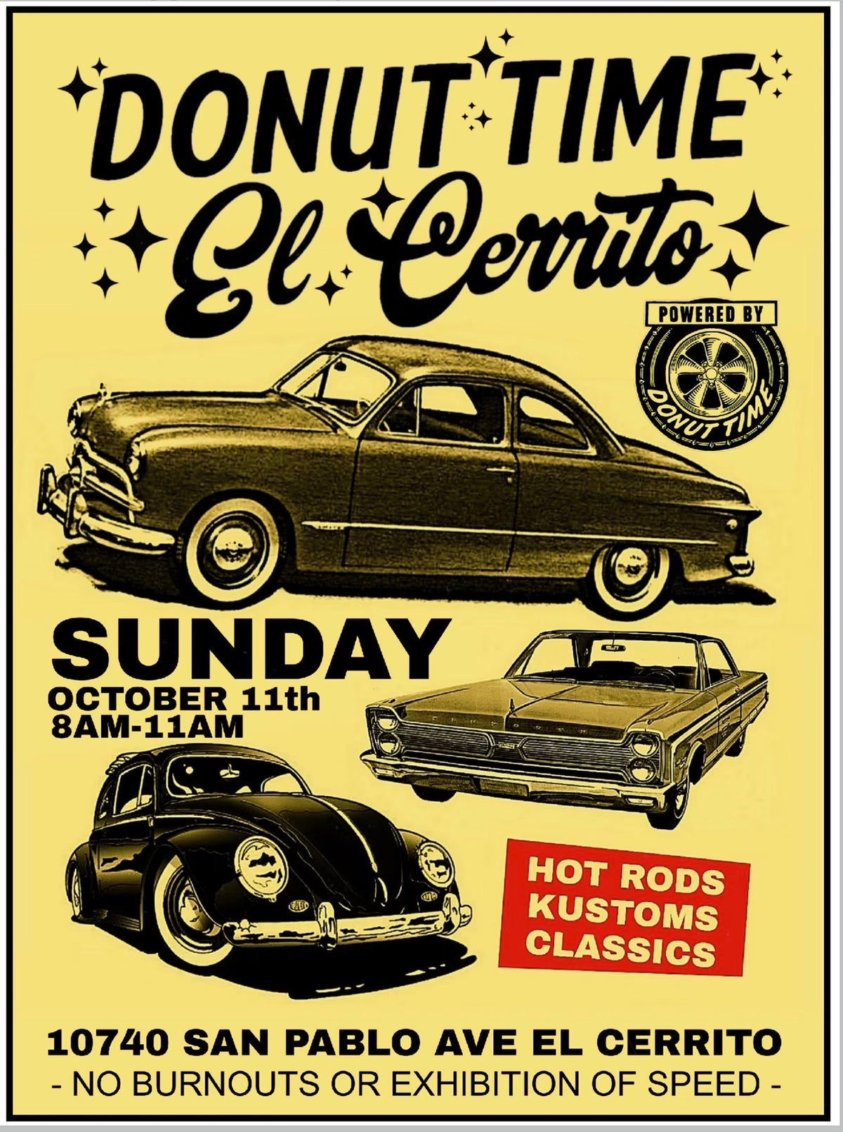 Donut Time Hot Rods Kustoms and Classics event flyer