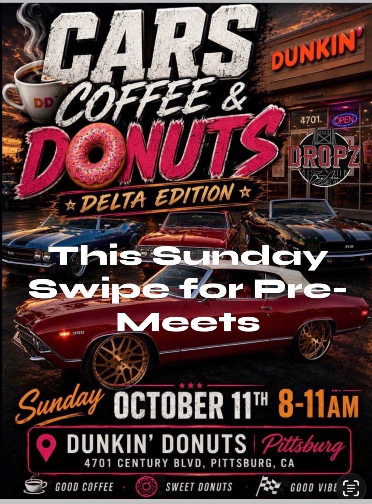 Cars Coffee and Donuts Delta Edition event flyer